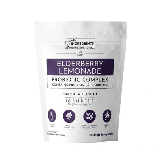 Elderberry Lemonade Probiotic Complex, 30 Single Serving Sticks, 8.99oz, Just Ingredients