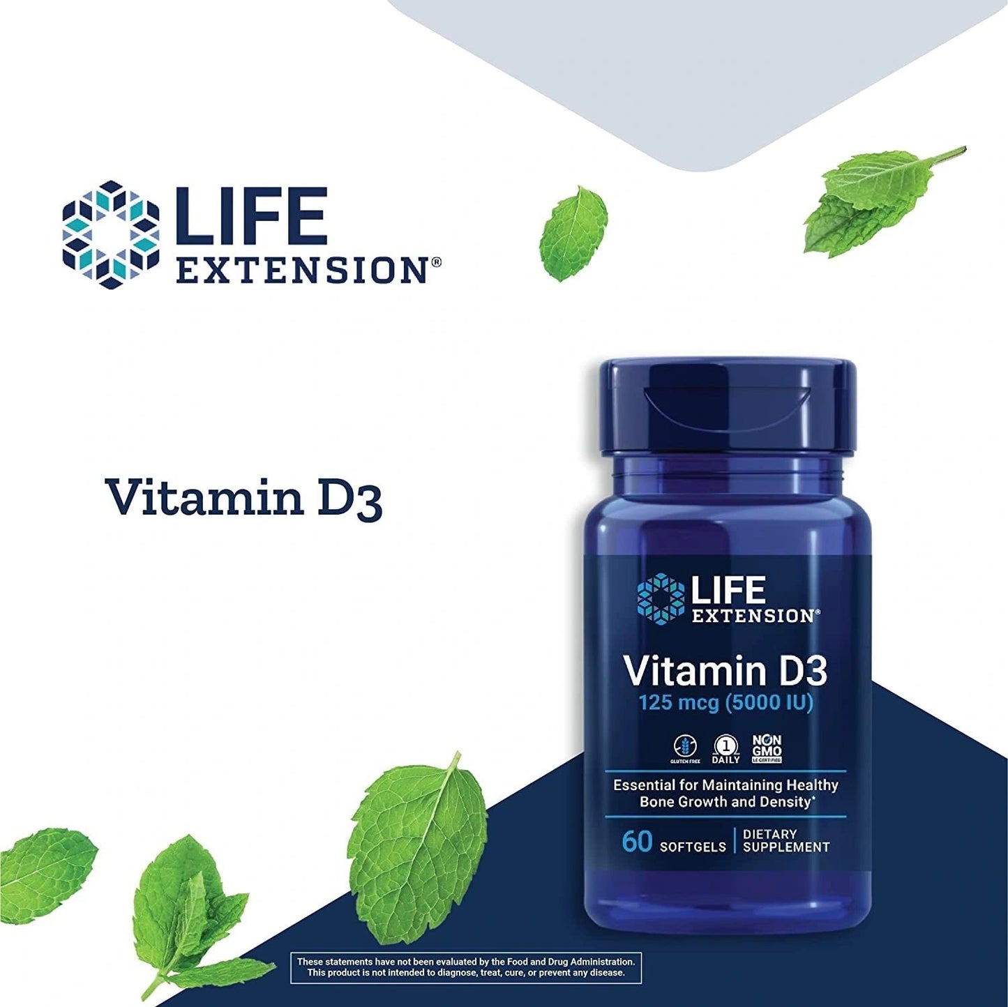 Vitamin D3, 125 mcg (5000 IU), 60 Softgels, Life Extension