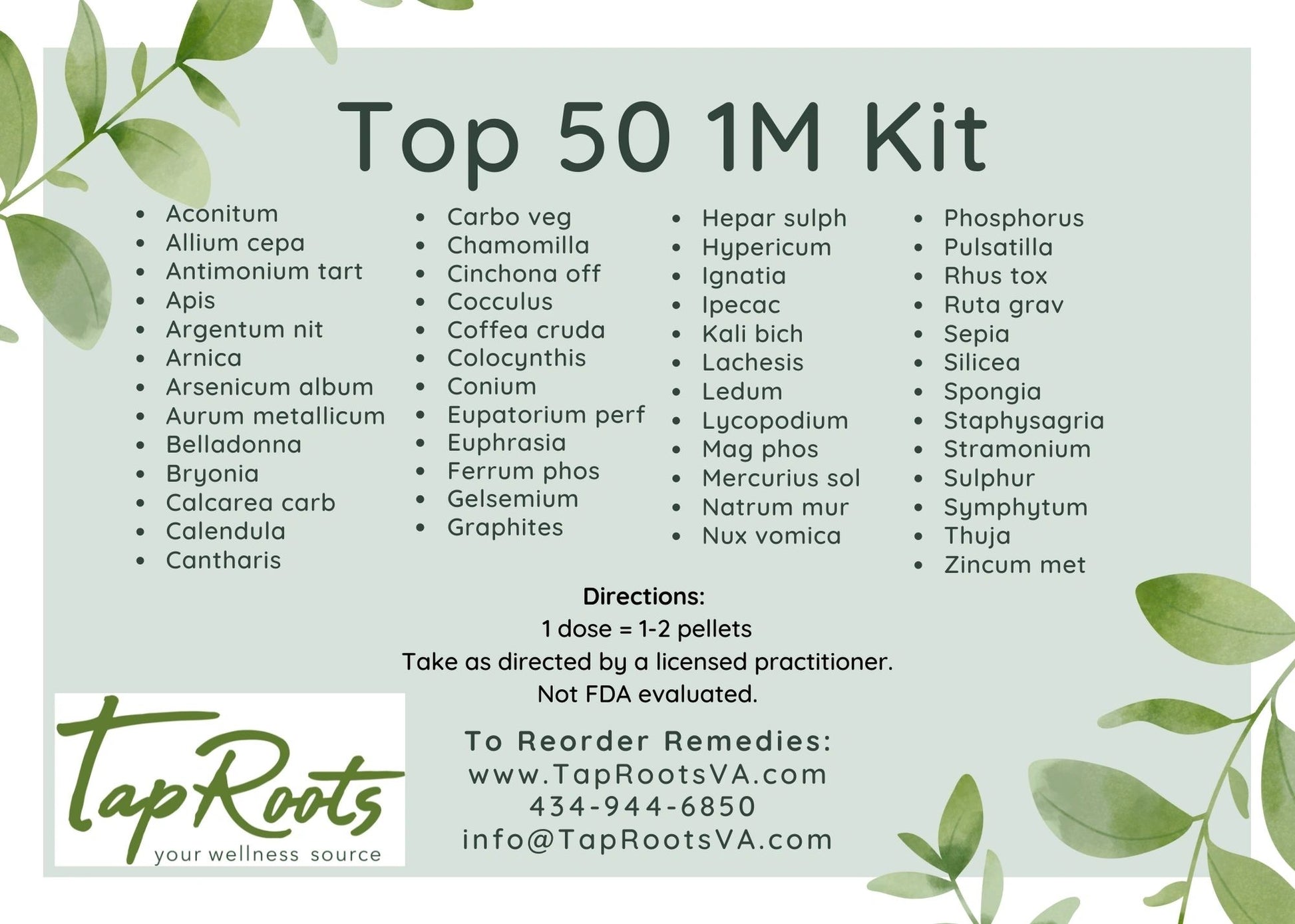 TapRoots’ Top 50 1M Homeopathy Kit