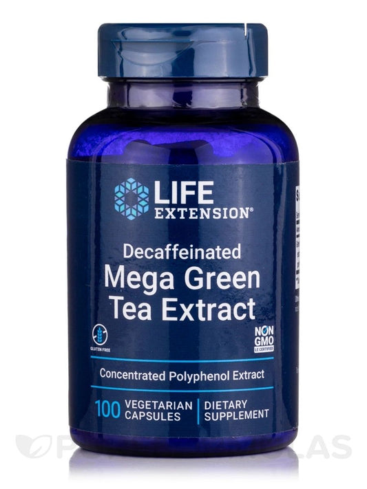 Decaffeinated Mega Green Tea Extract, Concentrated Polyphenol Extract, 100 Capsules, Life Extension