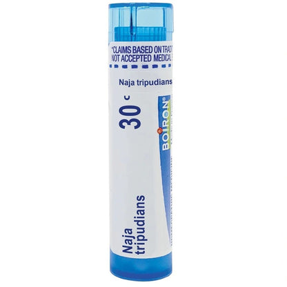 Naja tripudians 30C, 200CK, 1M, Homeopathic Medicine for Headache Improved by Walking in Open Air, Boiron, 80 Pills (Pill Size #40)