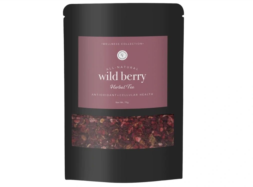 Wild Berry Herbal Tea, Antioxidant + Cellular Health, 70g, Rowe Casa Organics