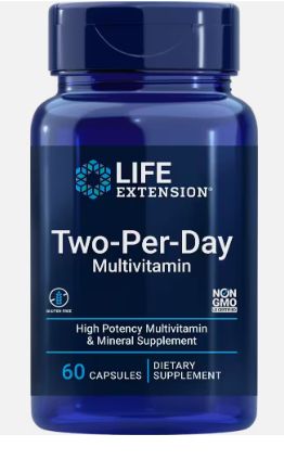 Two-Per-Day Multivitamin, High Potency Multivitamin & Mineral Supplement, 60 Capsules, Life Extension