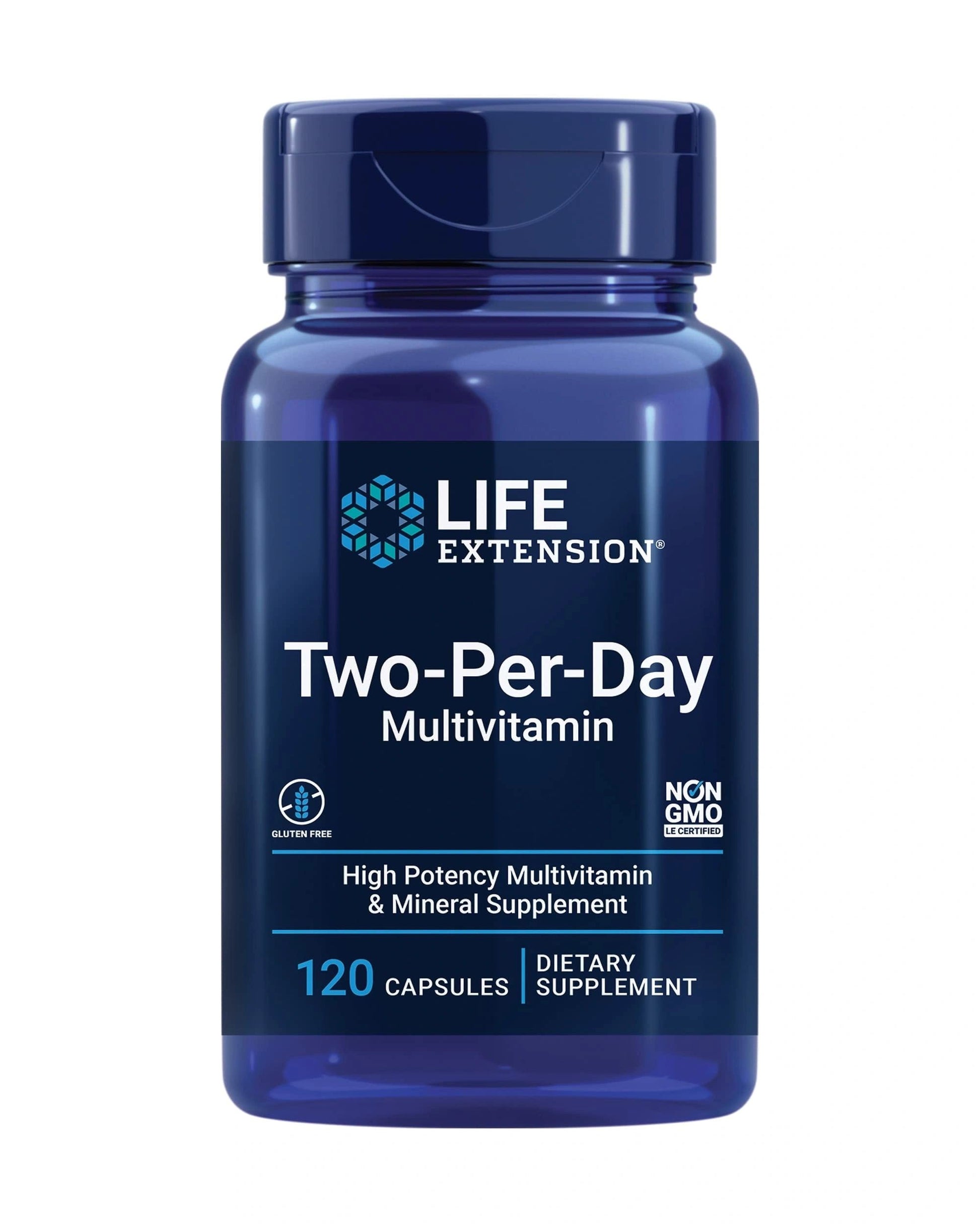 Two-Per-Day Multivitamin, High Potency Multivitamin & Mineral Supplement, 120 Capsules, Life Extension