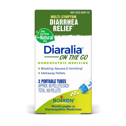 Diaralia On the Go, Homeopathic Medicine for Multi-Symptom Diarrhea Relief, 2 Tubes (Approx. 80 Pellets Per Tube), Boiron