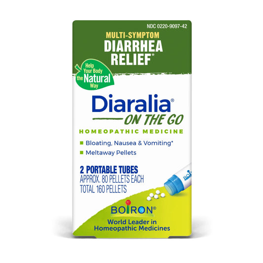 Diaralia On the Go, Homeopathic Medicine for Multi-Symptom Diarrhea Relief, 2 Tubes (Approx. 80 Pellets Per Tube), Boiron