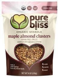 Maple Almond Clusters Organic Granola Sweetened With Maple Syrup And Honey, Pure Bliss Organics