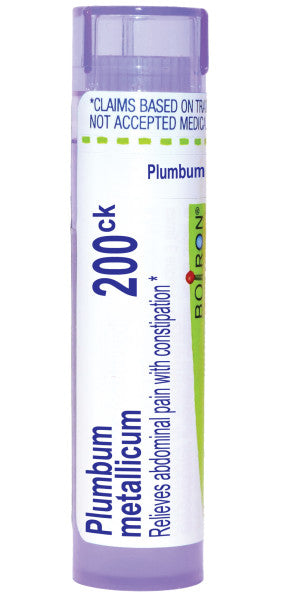 Plumbum Metallicum 200CK, Homeopathic Medicine for Constipation While Traveling, Boiron, 80 Pills (Pill Size #40)