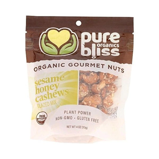 Organic Gourmet Nuts, Sesame Honey Cashews Glazed Mix, Pure Bliss Organics