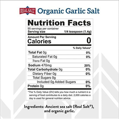 Real Salt Organic Garlic Salt Shaker, 4.75oz, Redmond Life