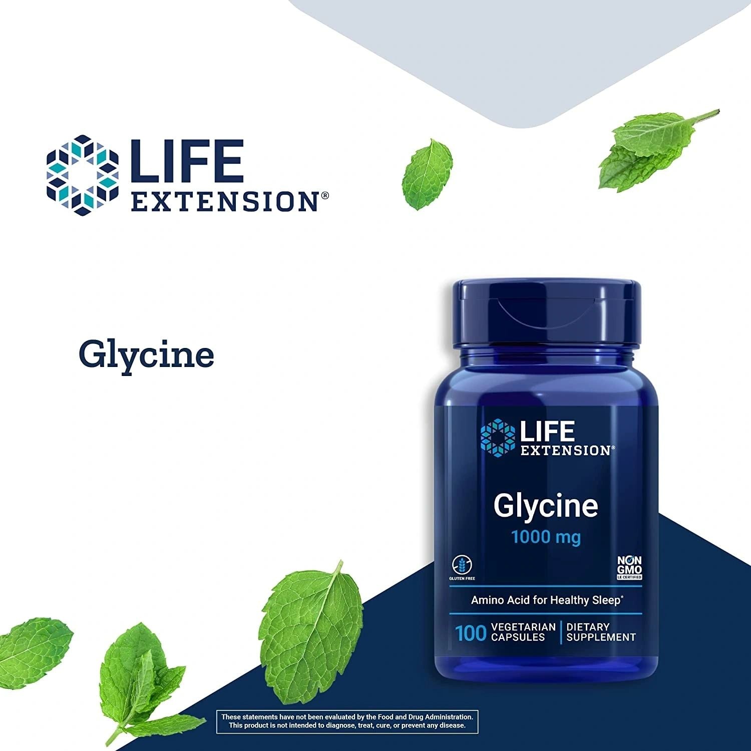 Glycine, 1000 mg, 100 Vegetarian Capsules, Life Extension