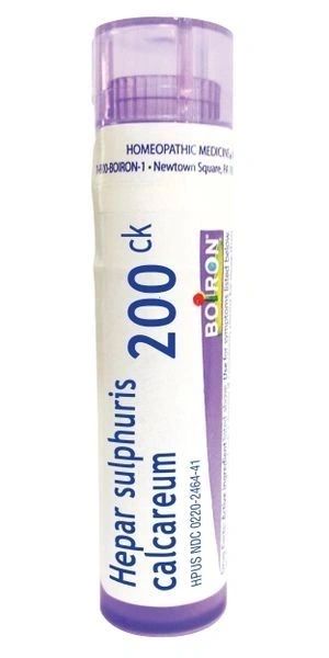 Hepar Sulphuris Calcareum, 6C, 12C, 30C, 200CK, 1M, Homeopathic Medicine for Cough, Boiron, 80 Pills (Pill Size #40)