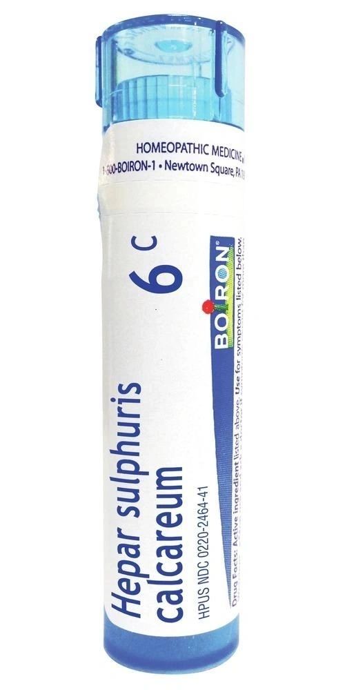 Hepar Sulphuris Calcareum, 6C, 12C, 30C, 200CK, 1M, Homeopathic Medicine for Cough, Boiron, 80 Pills (Pill Size #40)