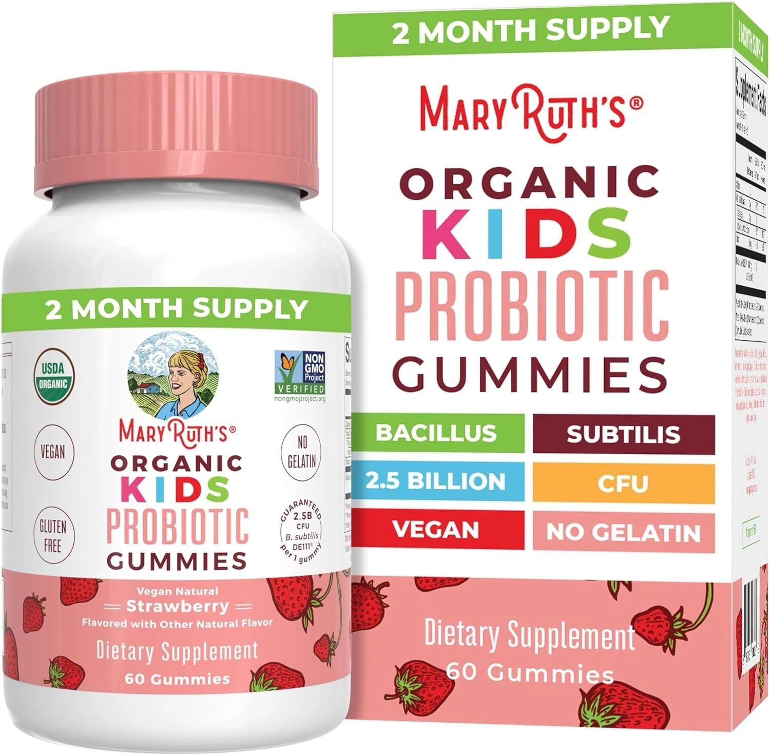 Mary Ruth's Kids Organic Probiotic Gummies for Digestive Health, 60 Count