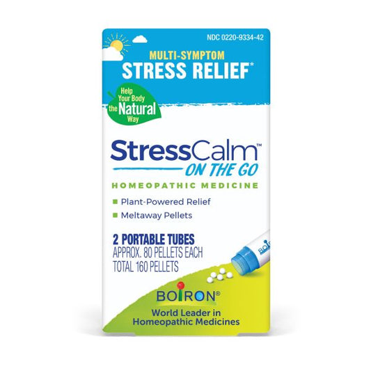 StressCalm On the Go, Homeopathic Medicine to Relief Symptoms of Occasional Stress, 2 Tubes (Approx. 80 Pellets Per Tube), Boiron