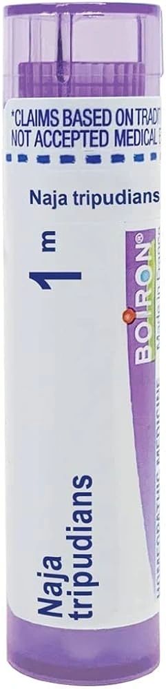 Naja tripudians 30C, 200CK, 1M, Homeopathic Medicine for Headache Improved by Walking in Open Air, Boiron, 80 Pills (Pill Size #40)