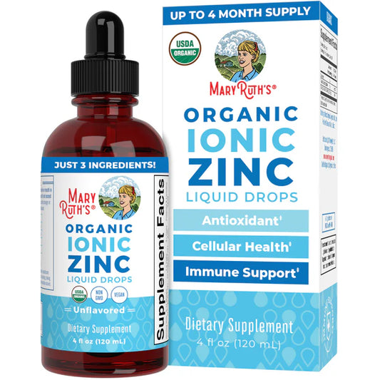 Organic Ionic Zinc Liquid Drops, Immune Support, Unflavored, 4 fl oz, Mary Ruth's