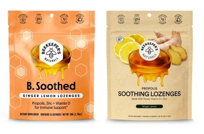 B. Soothed Ginger Lemon Lozenges, Propolis, Zinc + Vitamin D for Immune Support