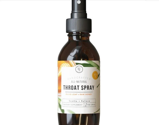 Throat Spray, Olive Leaf + Raw Honey, 2oz, Rowe Casa Organics