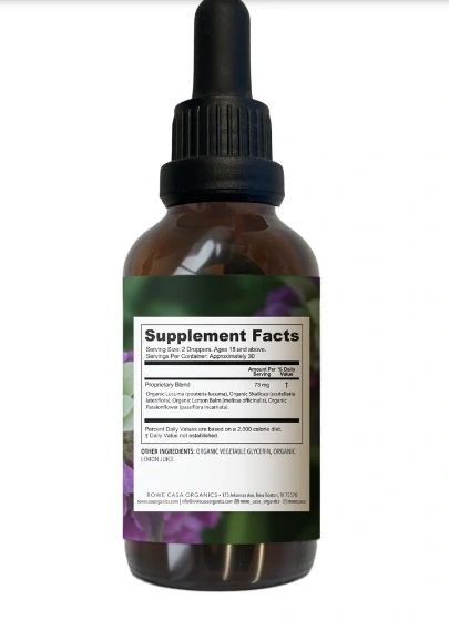 Anxiety Support Tincture, Calm + Relieve, 2oz, Rowe Casa Organics