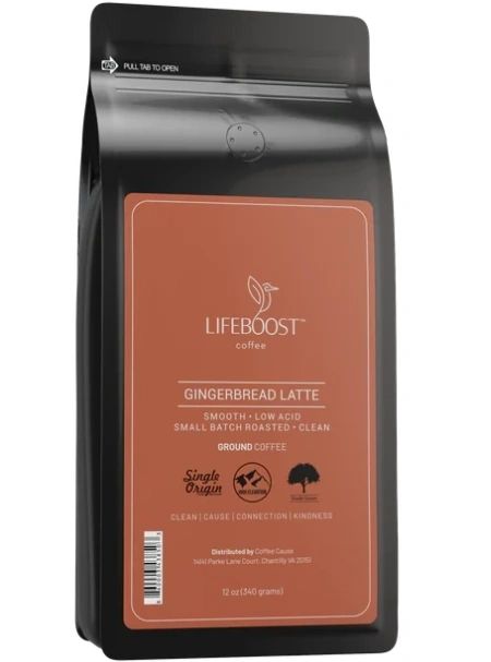 Gingerbread Latte Ground Coffee, 12oz, LifeBoost