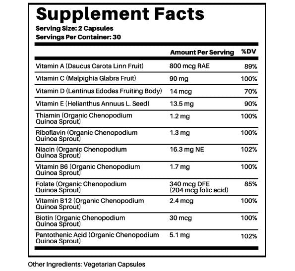 Multivitamin Whole Food Supplement, 60 Capsules, Just Ingredients