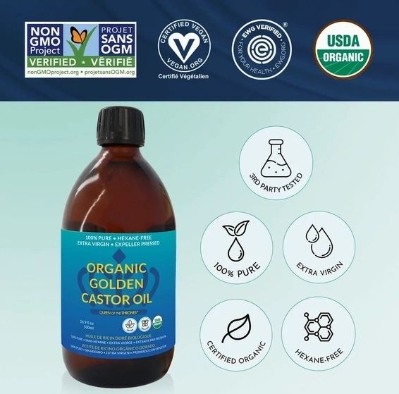 Organic Castor Oil 16.9oz, Hexane-Free, Extra Virgin