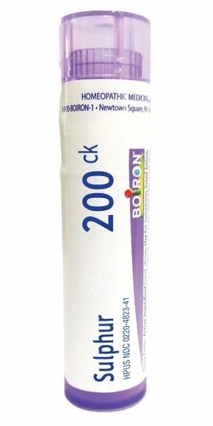 Sulphur 6C, 30C, 200CK, Homeopathic Medicine for Skin Rash Worsened by Heat & Water, Boiron, 80 Pills (Pill Size #40)