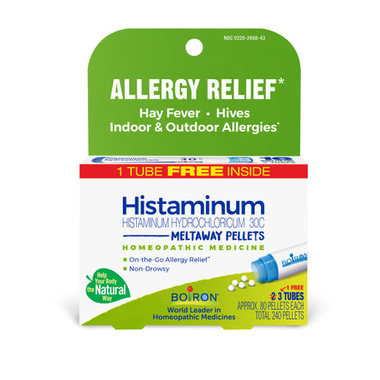 Allergy Relief* Histaminum 30C, Homeopathic Medicine for Allergy Relief, 3 Tubes, 80 Pellets Each, Includes 1 FREE Tube, Boiron