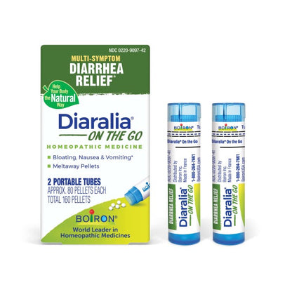 Diaralia On the Go, Homeopathic Medicine for Multi-Symptom Diarrhea Relief, 2 Tubes (Approx. 80 Pellets Per Tube), Boiron