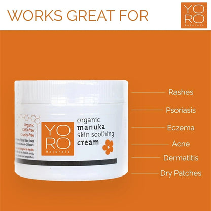 Organic Manuka Skin Soothing Cream, Original, YoRo Naturals