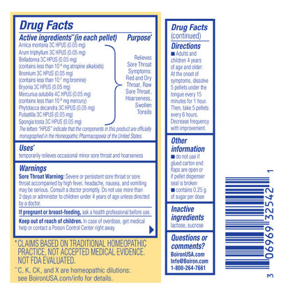 ThroatCalm On the Go, Homeopathic Medicine to Relieve Red, Dry, Raw Sore Throat and Hoarseness, 2 Tubes (Approx. 80 Pellets Per Tube), Boiron