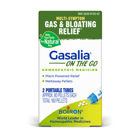 Gasalia On the Go, Homeopathic Medicine For Gas Relief, 2 Tubes (Approx. 80 Pellets Per Tube), Boiron